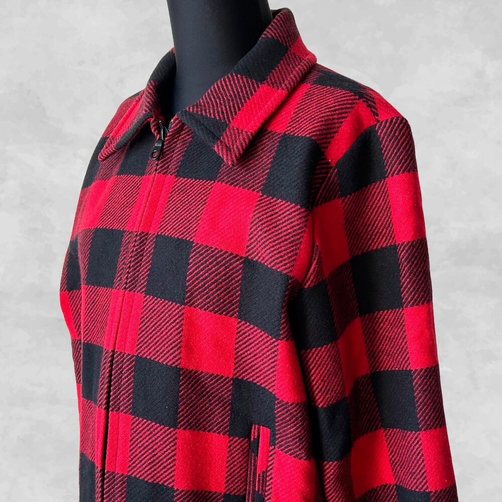 Pendleton Buffalo Plaid Wool Bomber Jacket Red Bl… - image 1